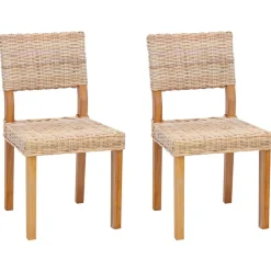 Fauteuils Et Chaises-vidaXL Chaise de salle à manger 2 pcs 46 x 55 x 84 cm Naturel