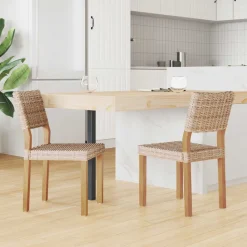 Fauteuils Et Chaises-vidaXL Chaise de salle à manger 2 pcs 46 x 55 x 84 cm Naturel