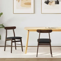 Fauteuils Et Chaises-vidaXL Chaise de salle à manger 2 pcs Marron foncé et Noir Marron clair et noir