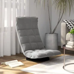 Fauteuils Et Chaises-vidaXL Chaise de sol pivotante Velours Gris clair