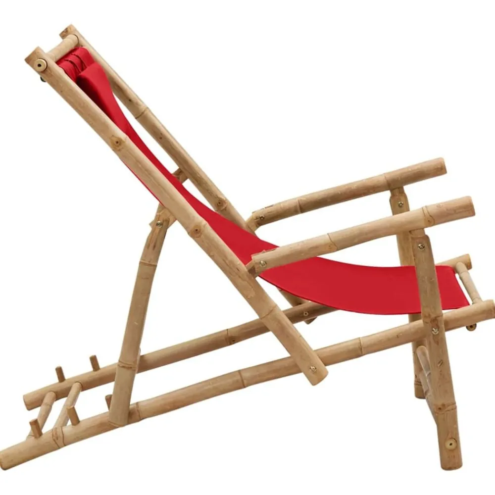 Mobilier De Jardin-vidaXL Chaise de terrasse Bambou et toile Rouge