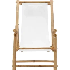 Mobilier De Jardin-vidaXL Chaise de terrasse Bambou et toile Blanc crème Blanc cr&egrave;me