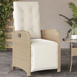 Mobilier De Jardin-vidaXL Chaise inclinable de jardin et repose-pied résine tressée Beige