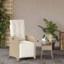 Mobilier De Jardin-vidaXL Chaise inclinable de jardin et repose-pied résine tressée Beige
