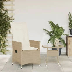 Mobilier De Jardin-vidaXL Chaise inclinable de jardin avec coussins beige résine tressée beige et cr&egrave;me