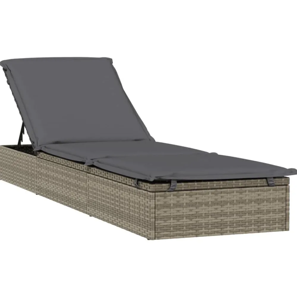 vidaXL Chaise longue 1 pc avec coussin 201x55x62cm résine tressée