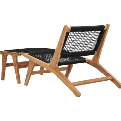 vidaXL Chaise longue avec repose-pied Bois de teck solide et corde