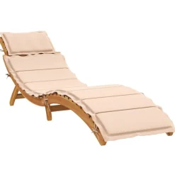 Mobilier De Jardin-vidaXL Chaise longue avec coussin bois d'acacia solide Beige