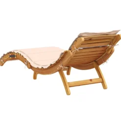 Mobilier De Jardin-vidaXL Chaise longue avec coussin bois d'acacia solide Beige