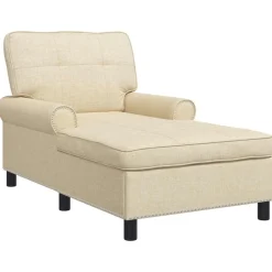 Fauteuils Et Chaises-vidaXL Chaise longue avec coussin Crème 91 x 157 x 91 cm tissu Cr&egrave;me
