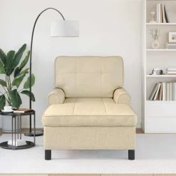 Fauteuils Et Chaises-vidaXL Chaise longue avec coussin Crème 91 x 157 x 91 cm tissu Cr&egrave;me