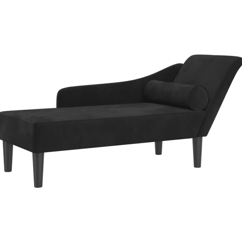 Fauteuils Et Chaises-vidaXL Chaise longue avec coussins velours Noir
