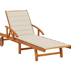 vidaXL Chaise longue de jardin avec coussin Bois d'acacia solide