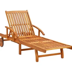 vidaXL Chaise longue de jardin avec coussin Bois d'acacia solide
