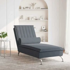 vidaXL Chaise longue de massage avec traversin velours