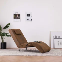 Fauteuils Et Chaises-vidaXL Chaise longue de massage avec oreiller Similicuir daim Marron