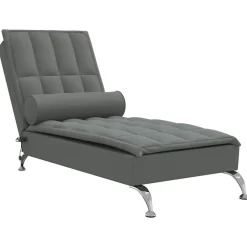 Fauteuils Et Chaises-vidaXL Chaise longue de massage avec traversin tissu Gris foncé