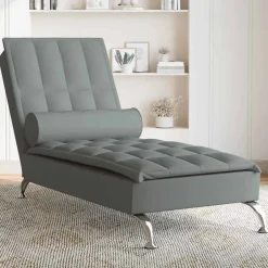Fauteuils Et Chaises-vidaXL Chaise longue de massage avec traversin tissu Gris foncé