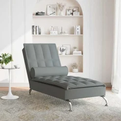 Fauteuils Et Chaises-vidaXL Chaise longue de massage avec traversin tissu Gris foncé