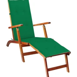 Mobilier De Jardin-vidaXL Chaise longue d'extérieur repose-pied et coussin Acacia solide Vert