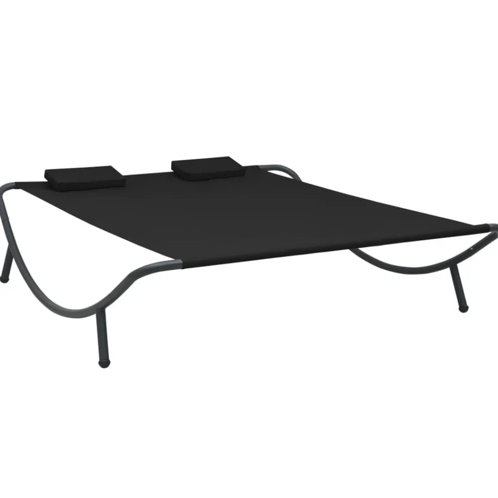Mobilier De Jardin-vidaXL Chaise longue d'extérieur tissu Noir