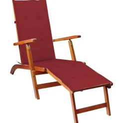 vidaXL Chaise longue d'extérieur repose-pied et coussin Acacia solide