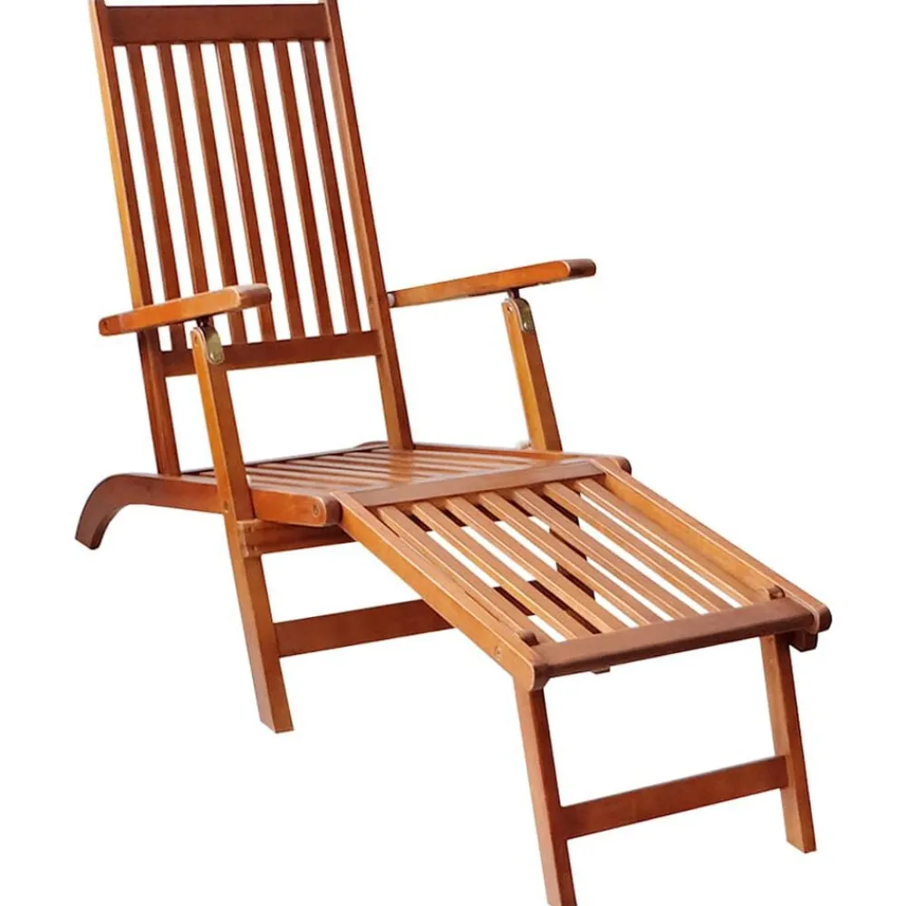 vidaXL Chaise longue d'extérieur repose-pied et coussin Acacia solide