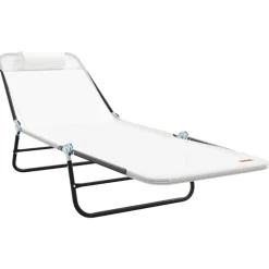 Mobilier De Jardin-vidaXL Chaise longue pliante Crème 182 x 55 x 85,5 cm Textilène Cr&egrave;me