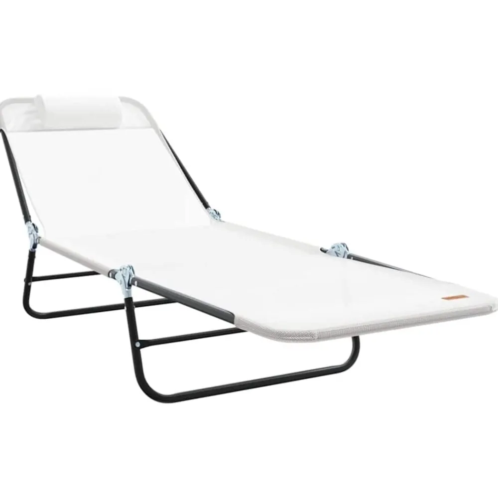 Mobilier De Jardin-vidaXL Chaise longue pliante Crème 182 x 55 x 85,5 cm Textilène Crème