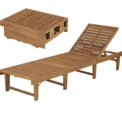 Mobilier De Jardin-vidaXL Chaise longue pliable Bois d'acacia solide Naturel