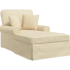 Fauteuils Et Chaises-vidaXL Chaise lounge avec jupe avec coussin 3 pcs Crème tissu Cr&egrave;me