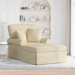 Fauteuils Et Chaises-vidaXL Chaise lounge avec jupe avec coussin 3 pcs Crème tissu Cr&egrave;me