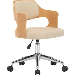 Fauteuils Et Chaises-vidaXL Chaise pivotante à manger Crème Bois courbé et Similicuir Cr&egrave;me
