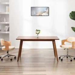 Fauteuils Et Chaises-vidaXL Chaise pivotante à manger Crème Bois courbé et Similicuir Cr&egrave;me