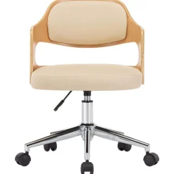 Fauteuils Et Chaises-vidaXL Chaise pivotante à manger Crème Bois courbé et Similicuir Cr&egrave;me