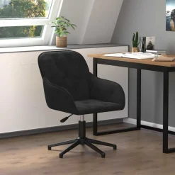 Meubles De Bureau-vidaXL Chaise pivotante de bureau Velours Noir