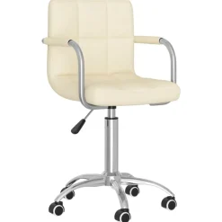 Meubles De Bureau-vidaXL Chaise pivotante de bureau Crème Tissu Cr&egrave;me