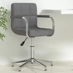 Meubles De Bureau-vidaXL Chaise pivotante de bureau Tissu Gris foncé
