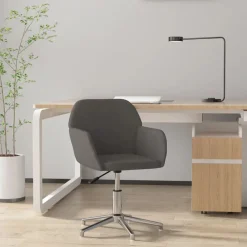 Meubles De Bureau-vidaXL Chaise pivotante de bureau Tissu Gris foncé