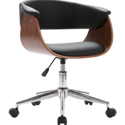 vidaXL Chaise pivotante de bureau Noir Bois courbé et similicuir