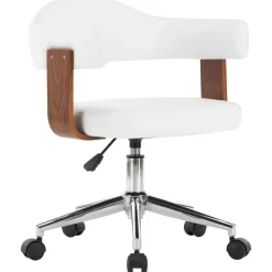 Meubles De Bureau-vidaXL Chaise pivotante de bureau Bois courbé et similicuir Blanc