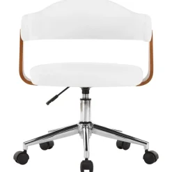 Meubles De Bureau-vidaXL Chaise pivotante de bureau Bois courbé et similicuir Blanc