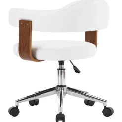 Meubles De Bureau-vidaXL Chaise pivotante de bureau Bois courbé et similicuir Blanc