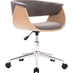 Meubles De Bureau-vidaXL Chaise pivotante de bureau Bois courbé et tissu Taupe
