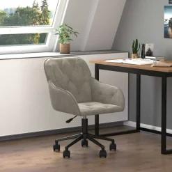 Meubles De Bureau-vidaXL Chaise pivotante de bureau Velours Gris clair