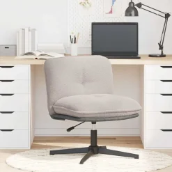 Fauteuils Et Chaises-vidaXL Chaise pivotante de bureau bouclé comme laine tissu Gris clair