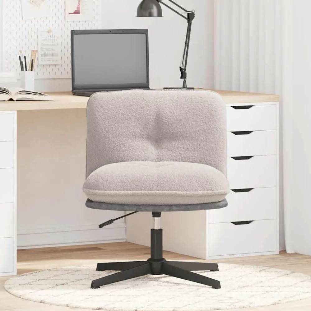 Fauteuils Et Chaises-vidaXL Chaise pivotante de bureau bouclé comme laine tissu Gris clair