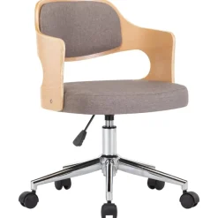 Meubles De Bureau-vidaXL Chaise pivotante de bureau Bois courbé et tissu Taupe