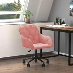 Meubles De Bureau-vidaXL Chaise pivotante de bureau Velours Rose