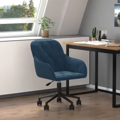 Meubles De Bureau-vidaXL Chaise pivotante de bureau Velours Bleu